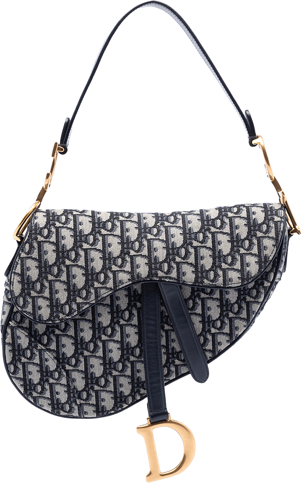 Dior Oblique Canvas Saddle Bag, från Luxclusif, i färgen blue.