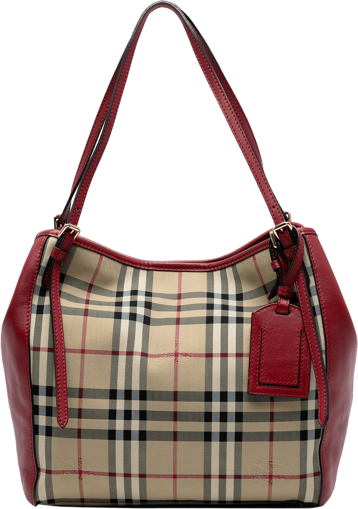 Burberry Small Haymarket Check Canvas And Leather Canterbury Tote, från Luxclusif, i färgen beige.