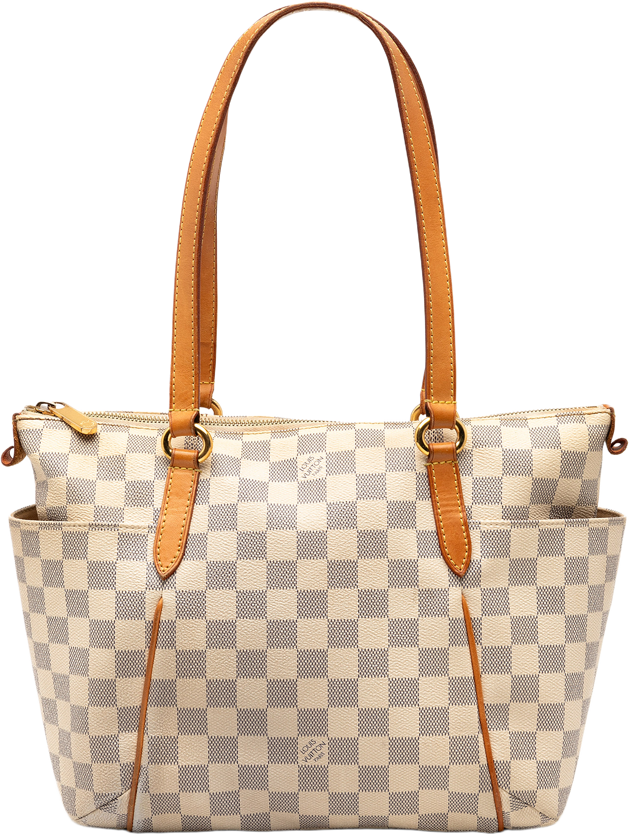 Louis Vuitton Damier Azur Totally Pm, från Luxclusif, i färgen white.