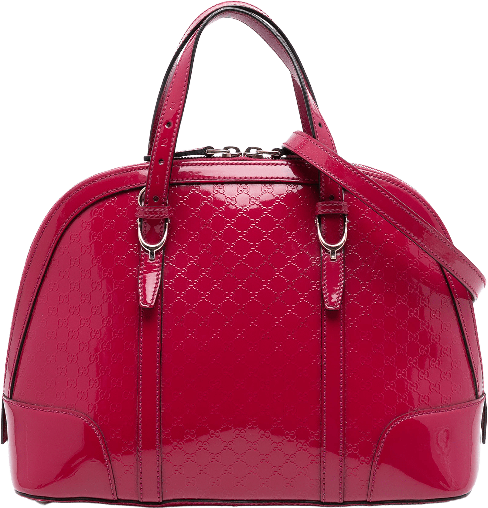 Gucci Small Microguccissima Patent Nice Dome Satchel, från Luxclusif, i färgen red.