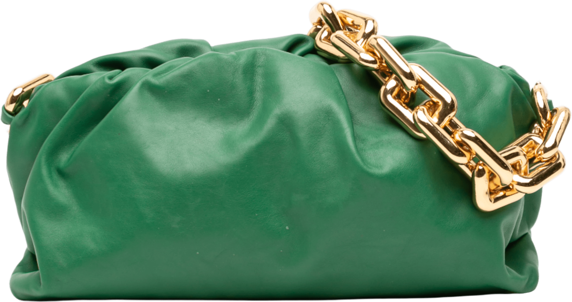 Bottega Veneta Lambskin Chain Pouch, från Luxclusif, i färgen green.