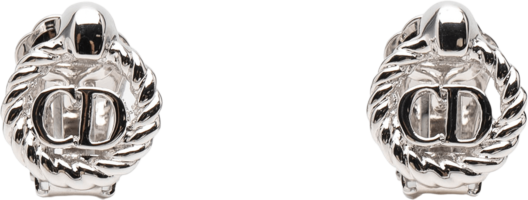 Dior Silver Plated Cd Rope Clip On Earrings, från Luxclusif, i färgen silver.