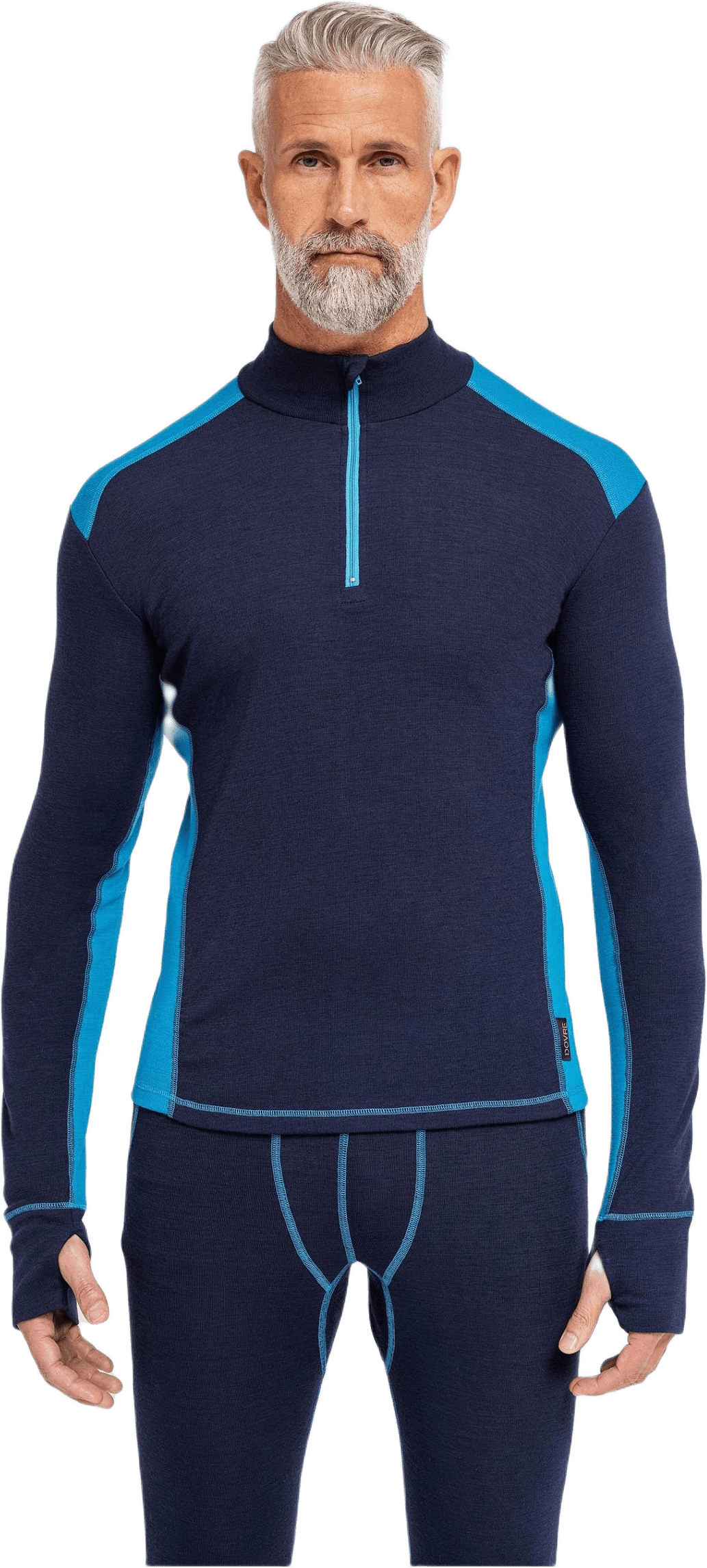 Ekologisk Ull, Långärmad Tröja 1/3 Dragkedja, Navy/blå, från Dovre, i färgen blue.