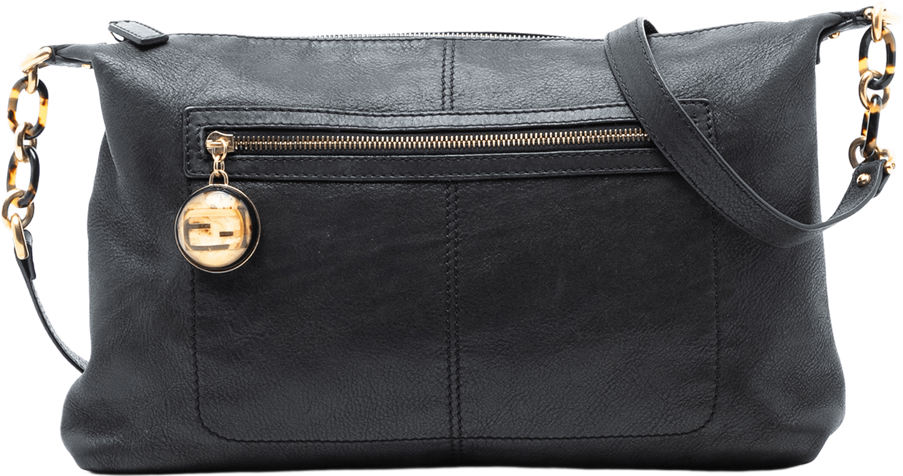 Fendi Leather Crossbody, från Luxclusif, i färgen black.