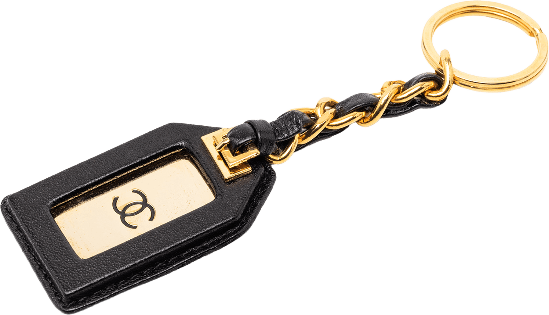 Chanel Gold Plated And Leather Bag Charm, från Luxclusif, i färgen black.