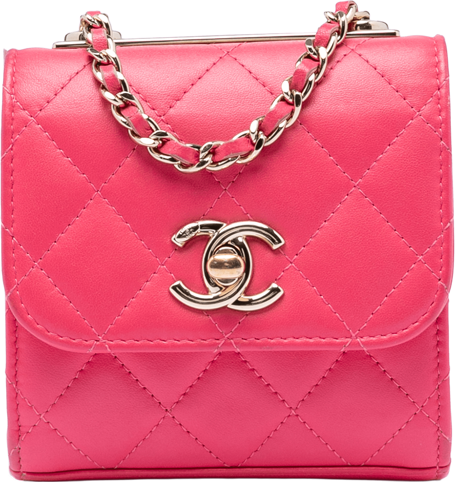 Chanel Mini Quilted Lambskin Trendy Cc Clutch With Chain, från Luxclusif, i färgen pink.