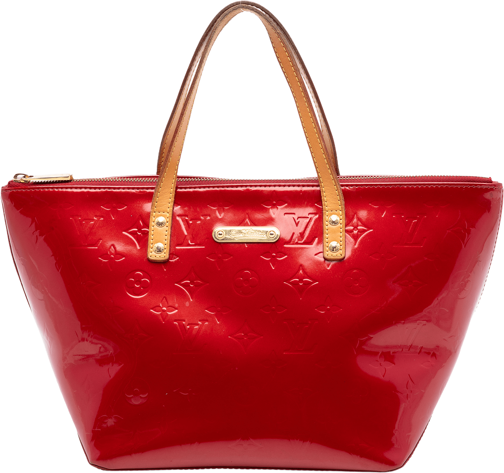 Louis Vuitton Monogram Vernis Bellevue Pm, från Luxclusif, i färgen red.