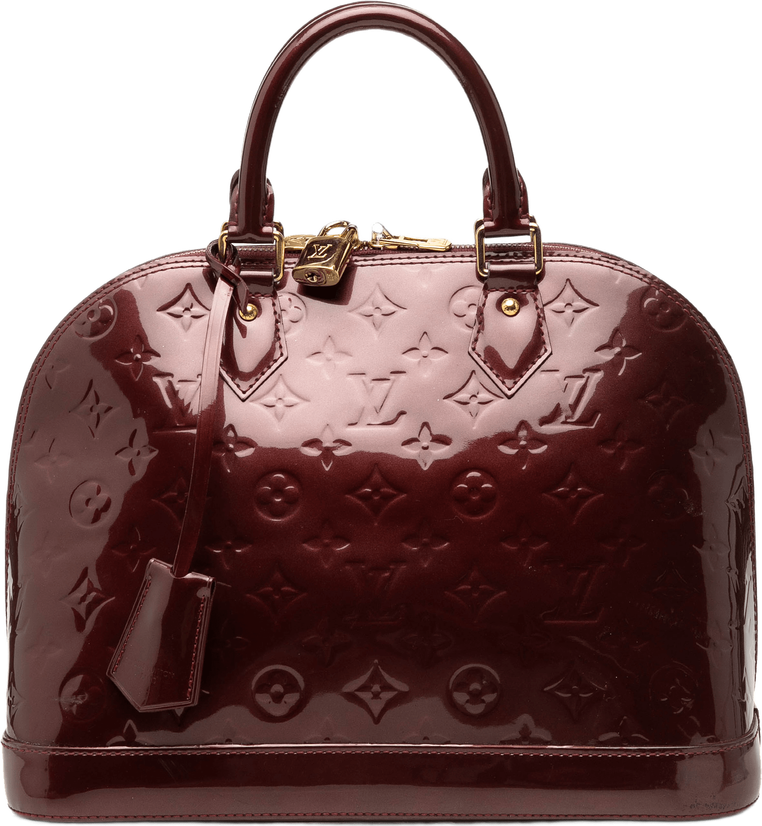 Louis Vuitton Monogram Vernis Alma Pm, från Luxclusif, i färgen röd.