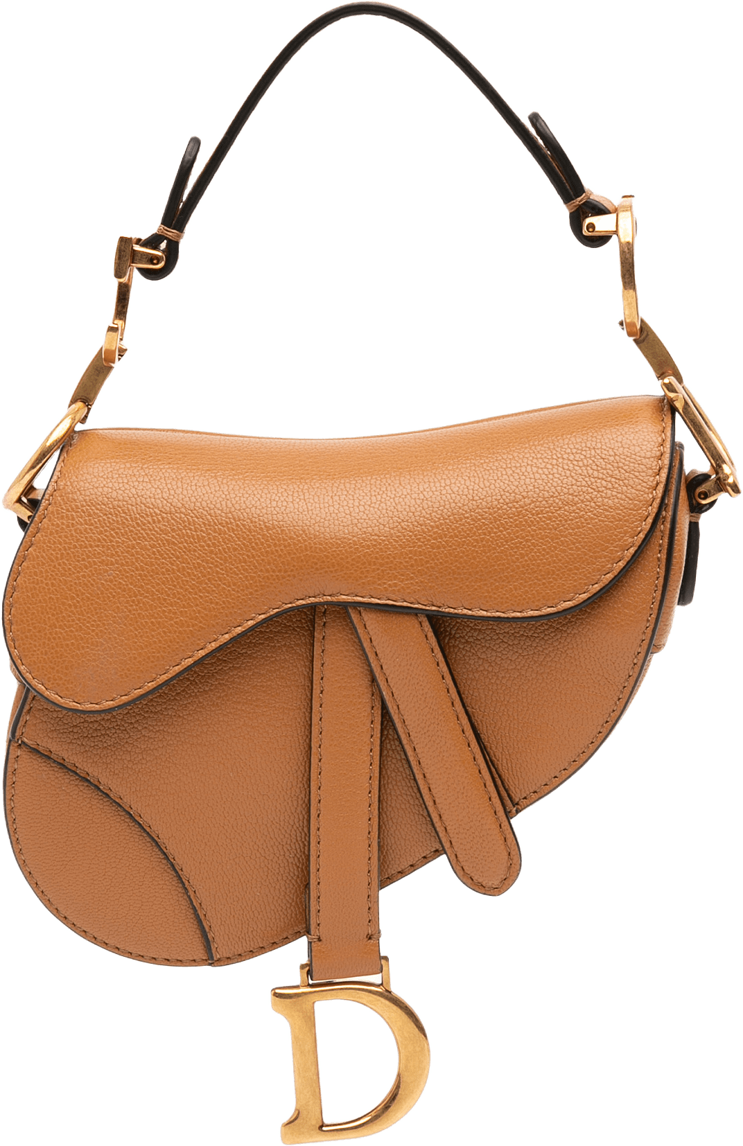 Dior Micro Goatskin Saddle Bag, från Luxclusif, i färgen brown.