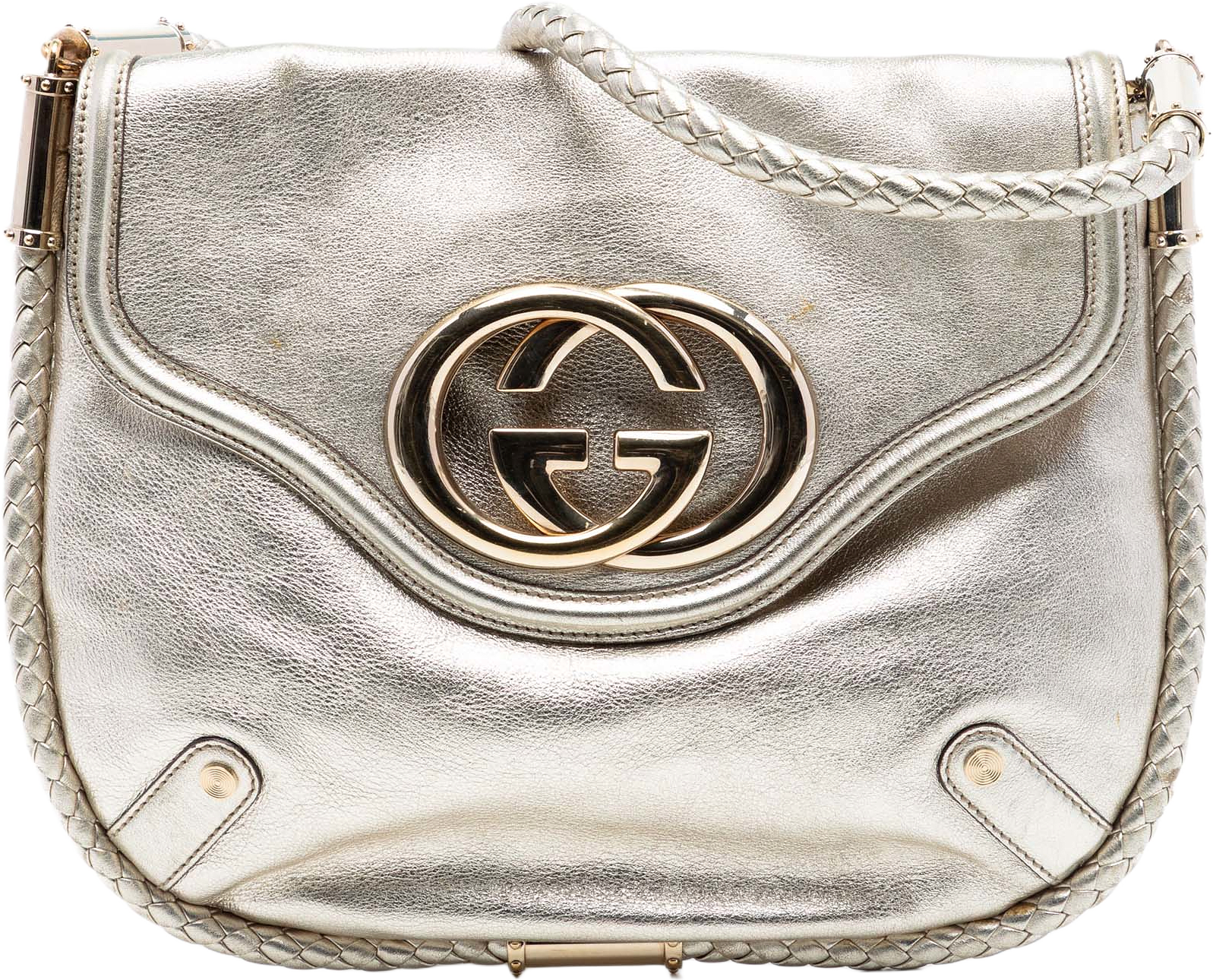 Gucci Medium Metallic Calfskin Britt Tassel Flap Shoulder Bag, från Luxclusif, i färgen gold.