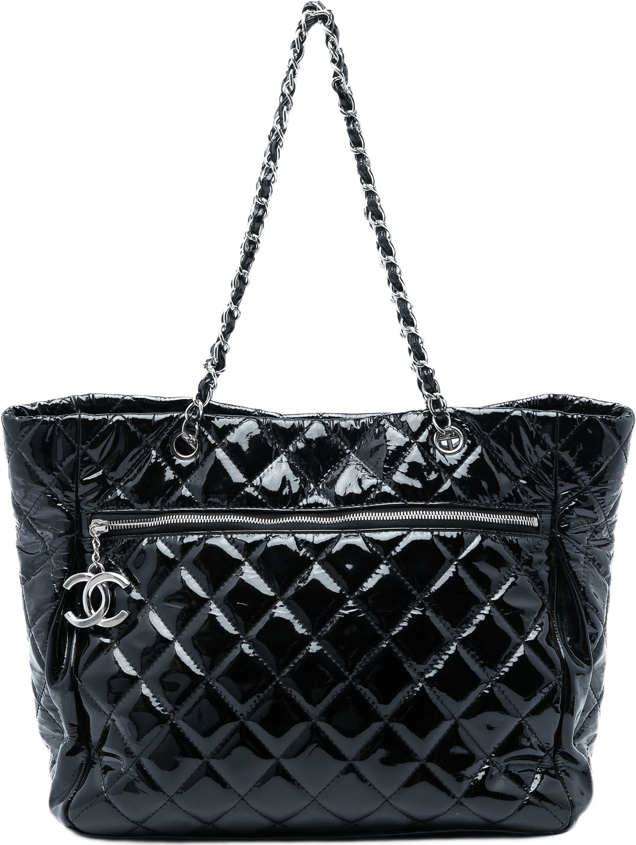 Chanel Large Quilted Patent Chic And Glitter Tote, från Luxclusif, i färgen svart.