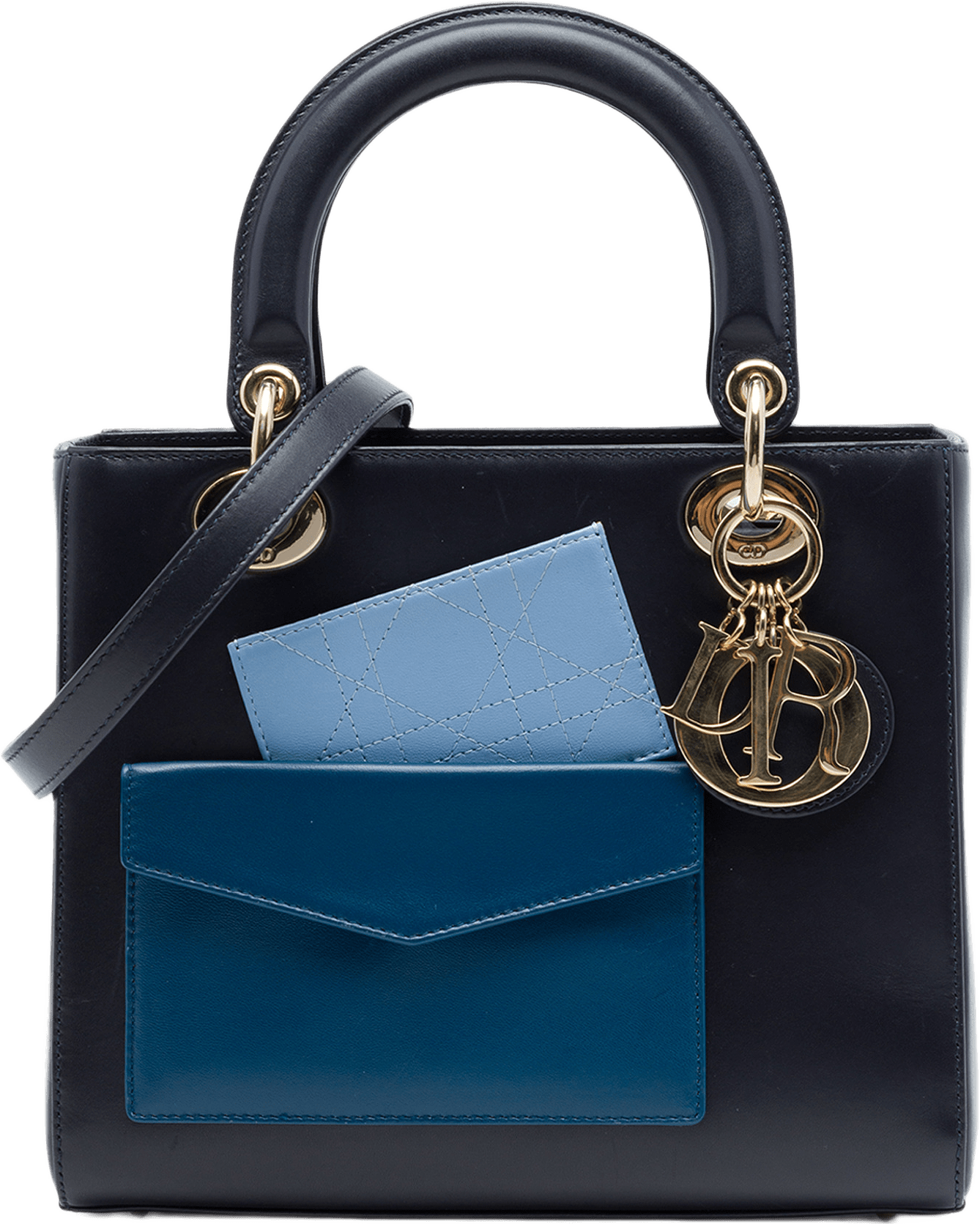Dior Medium Calfskin Pockets Lady Dior, från Luxclusif, i färgen blå.