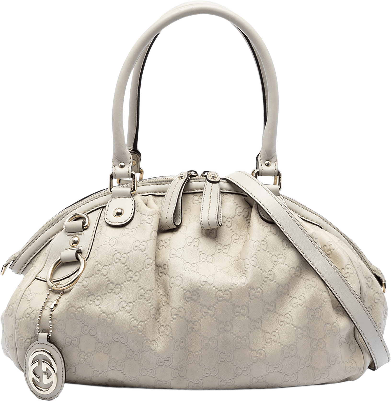 Gucci Guccissima Sukey Satchel, från Luxclusif, i färgen white.
