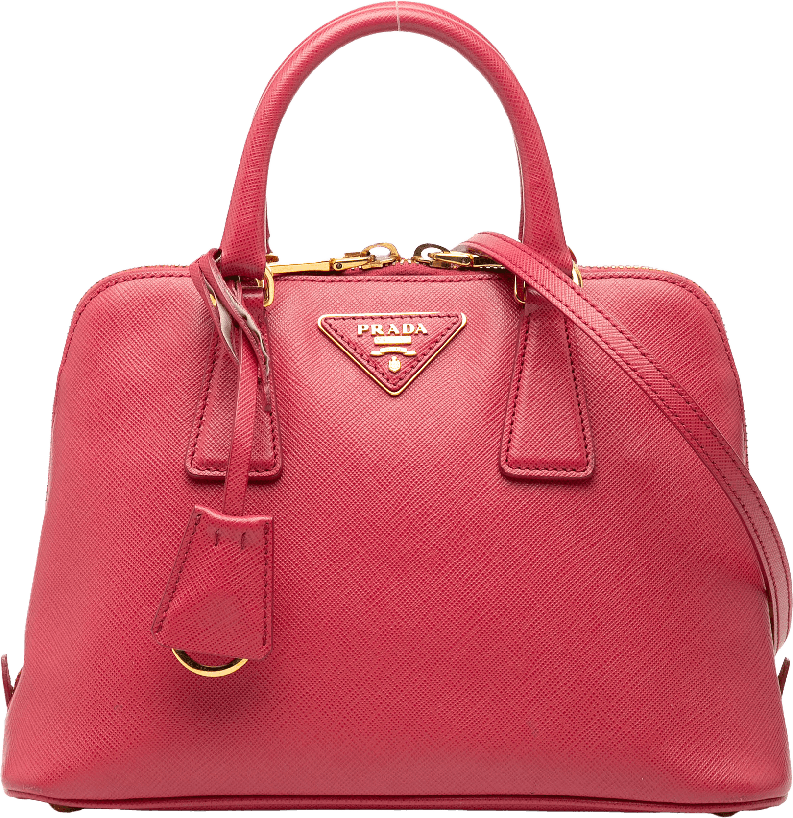 Prada Small Saffiano Lux Promenade Satchel, från Luxclusif, i färgen pink.
