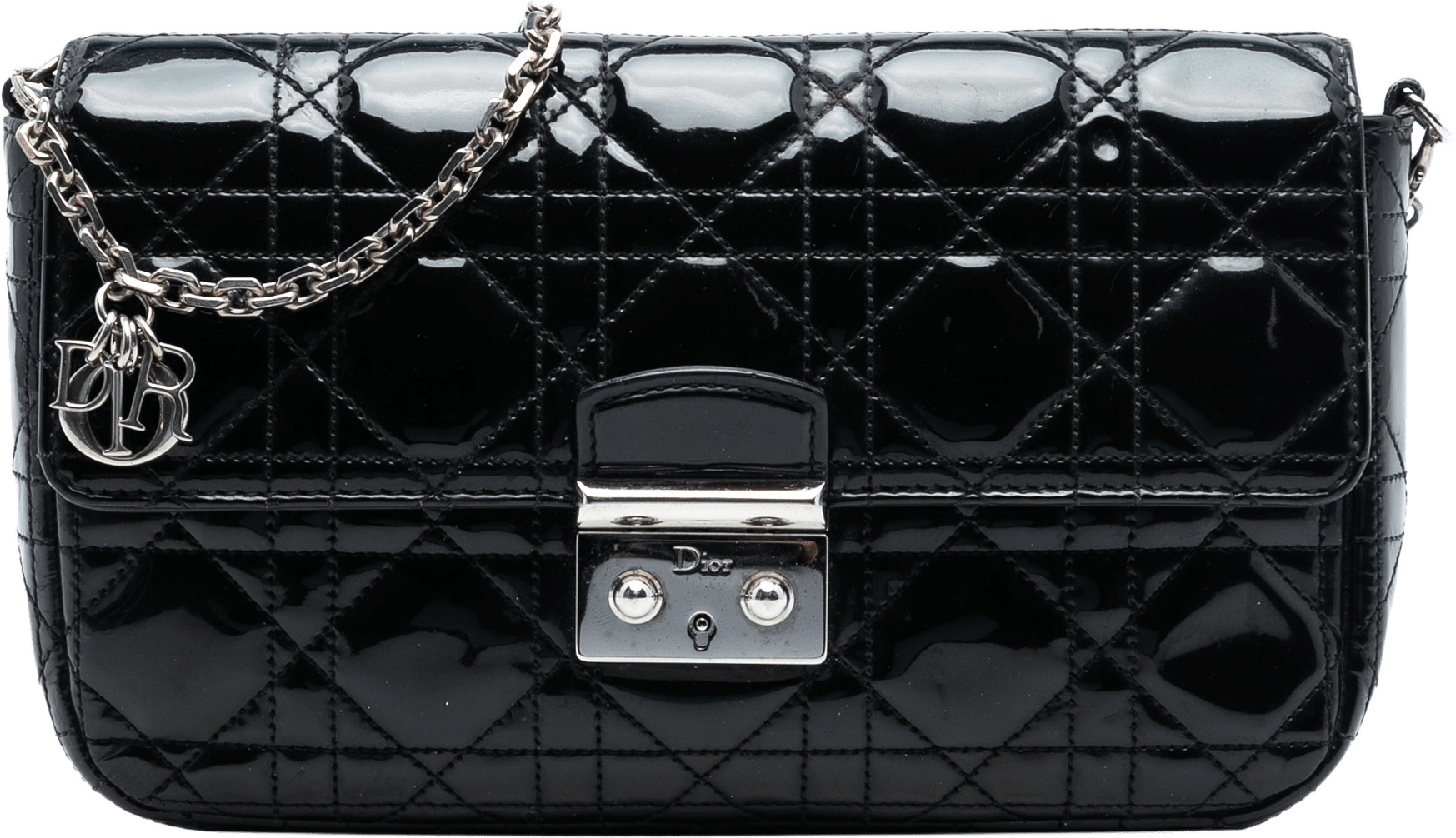Dior Patent Cannage Miss Dior Promenade Crossbody, från Luxclusif, i färgen black.