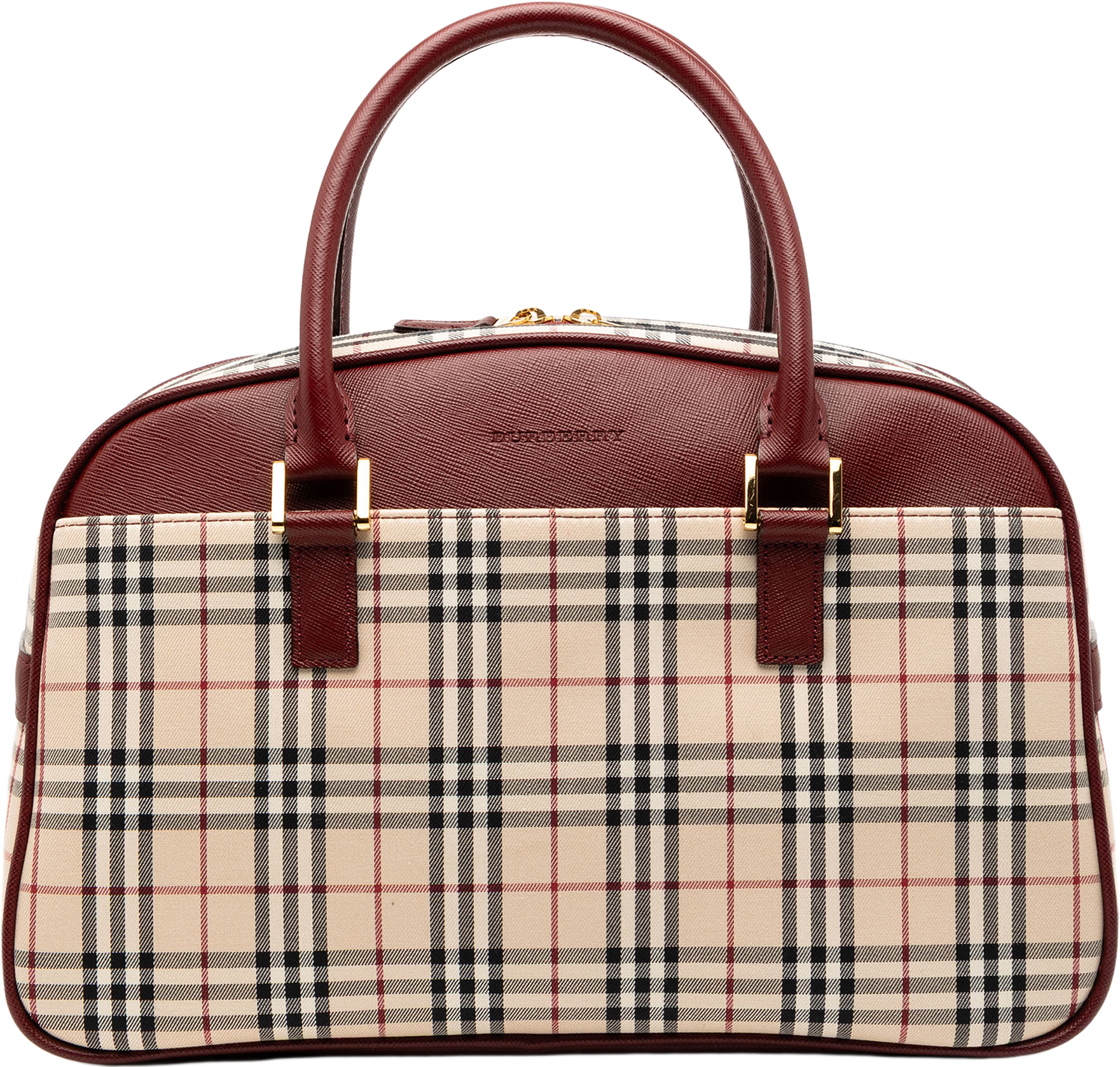 Burberry House Check Canvas Handbag, från Luxclusif, i färgen beige.