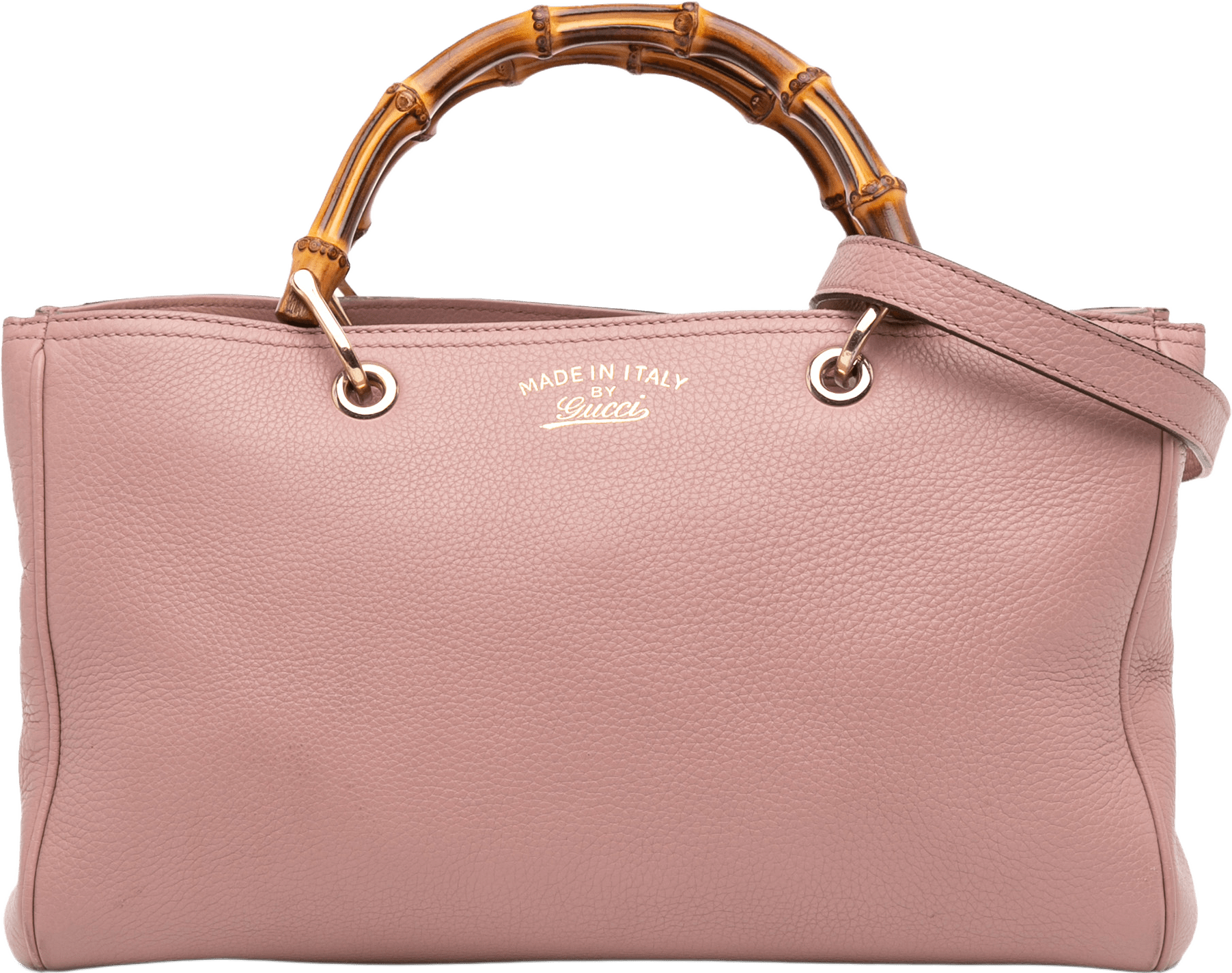 Gucci Medium Calfskin Bamboo Shopper Satchel, från Luxclusif, i färgen pink.