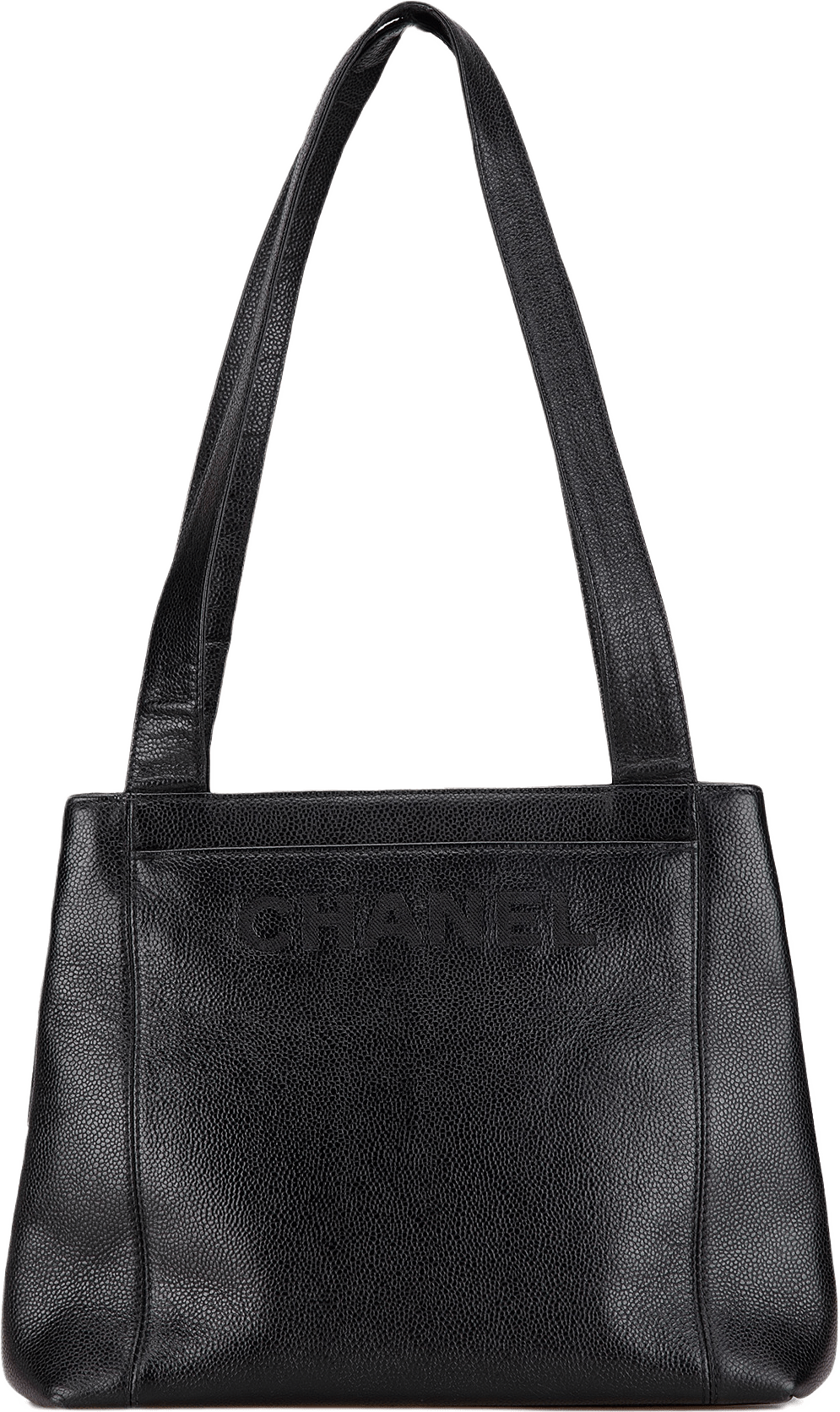 Chanel Embroidered Caviar Logo Shoulder Bag