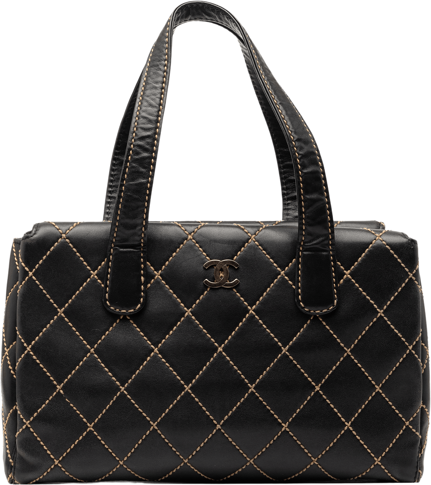 Chanel Cc Lambskin Wild Stitch Handbag, från Luxclusif, i färgen black.