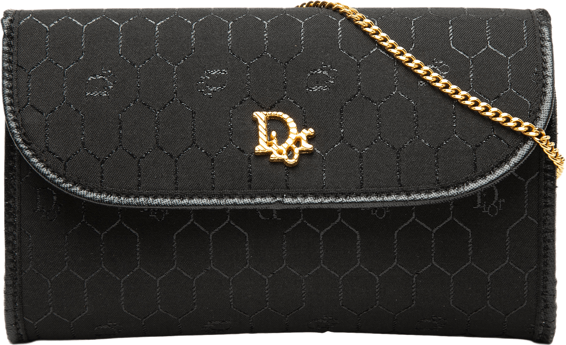 Dior Honeycomb Canvas Chain Flap Crossbody, från Luxclusif, i färgen black.