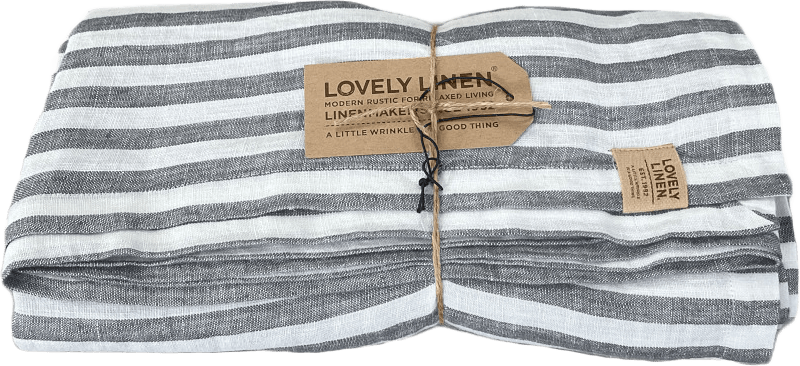 Duk Misty i tvättat Lin, från Lovely Linen, i färgen grå randig.