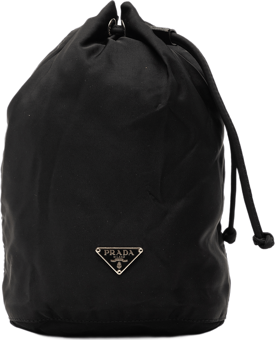 Prada Tessuto Drawstring Pouch, från Luxclusif, i färgen black.