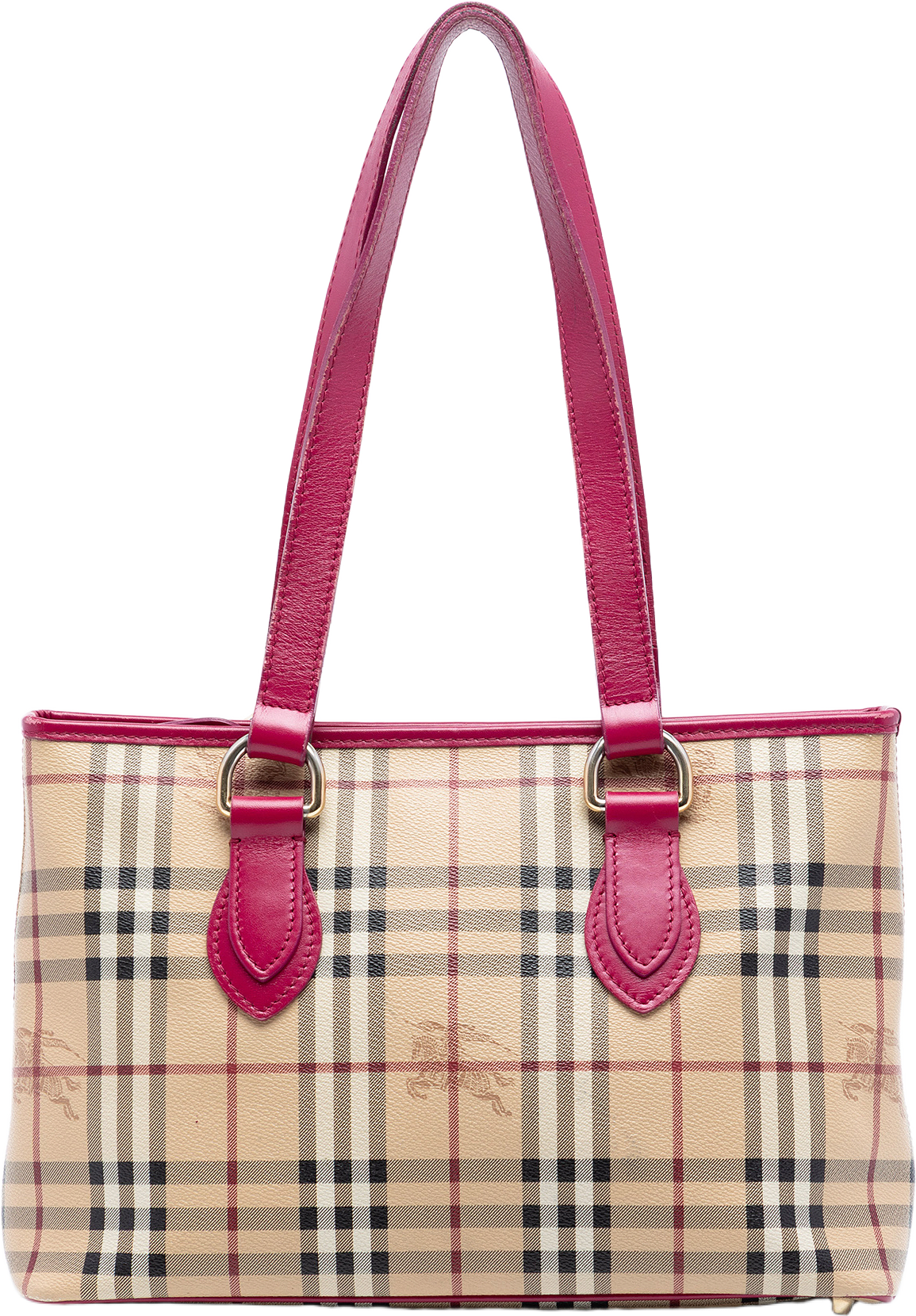 Burberry Medium Haymarket Check Coated Canvas Regent Tote, från Luxclusif, i färgen beige.