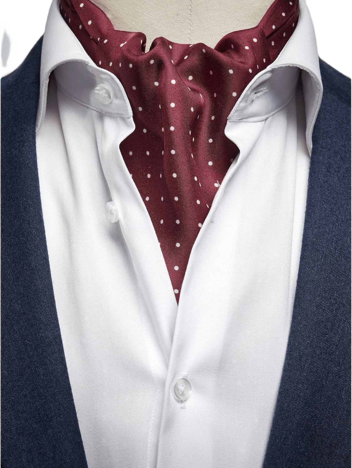 Silk Double Pointed Ascot Dot, från John Henric, i färgen burgundy.