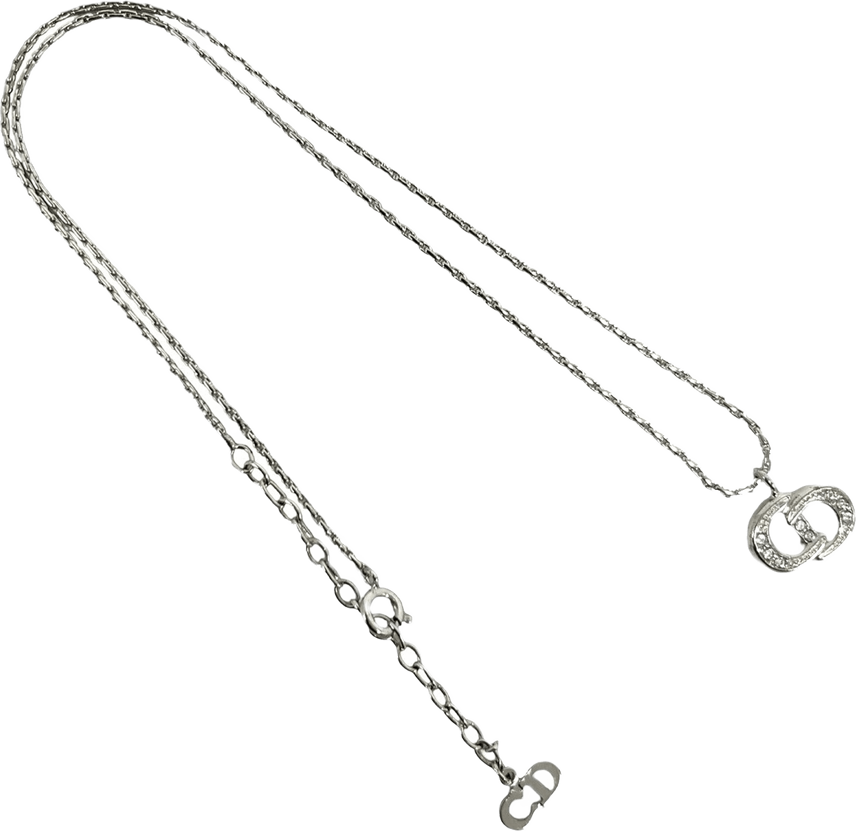 Dior Brass And Strass Cd Logo Pendant Necklace, från Luxclusif, i färgen silver.