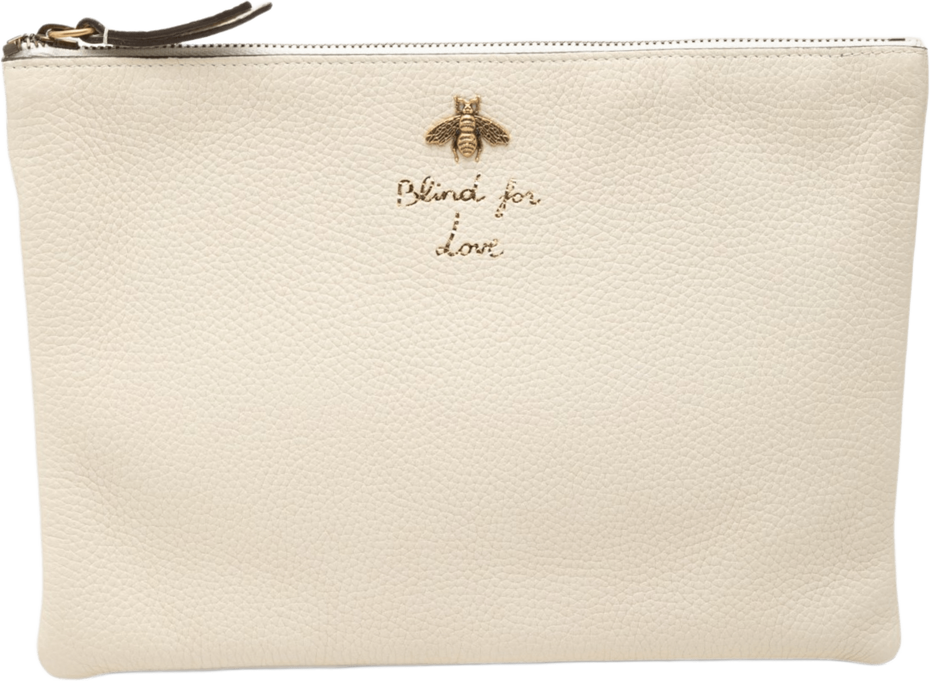 Gucci Calfskin Blind For Love Clutch, från Luxclusif, i färgen ivory.