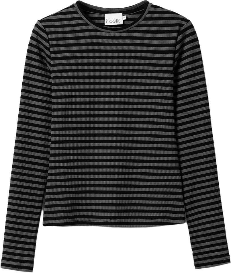 Luana Top - Charcoal Mel. Black Stripe, från Noella, i färgen charcoal mel. black stripe.