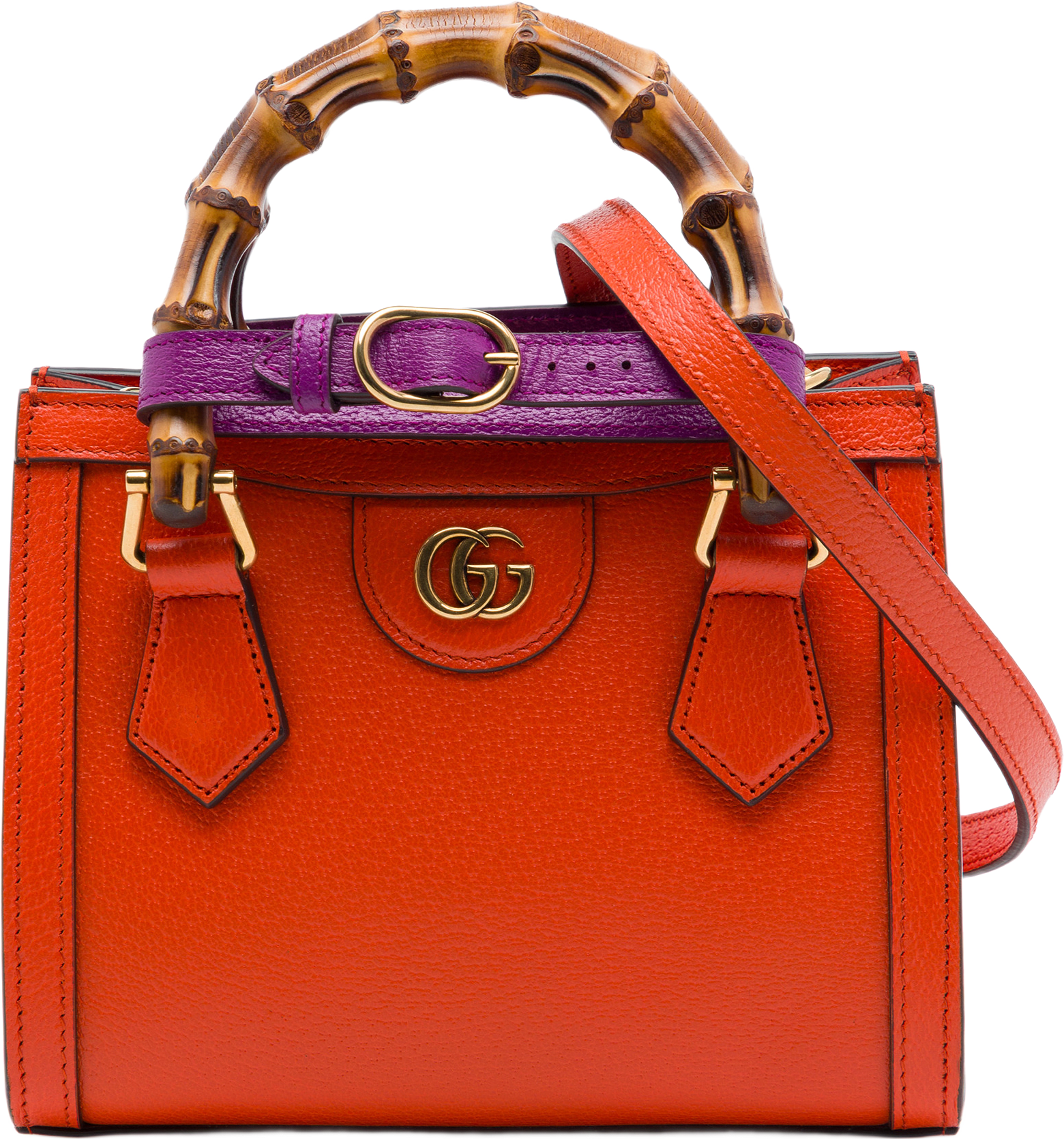 Gucci Small Calfskin Bamboo Diana Satchel, från Luxclusif, i färgen orange.