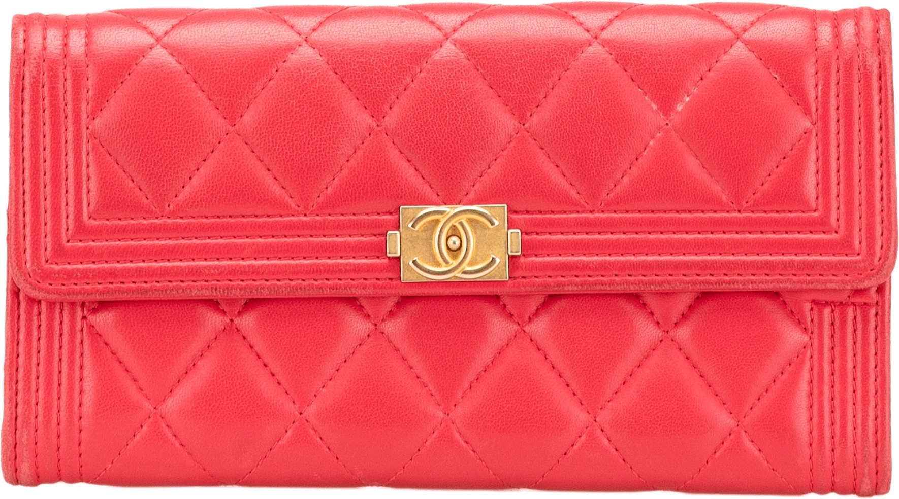 Chanel Cc Quilted Lambskin Boy Flap Wallet