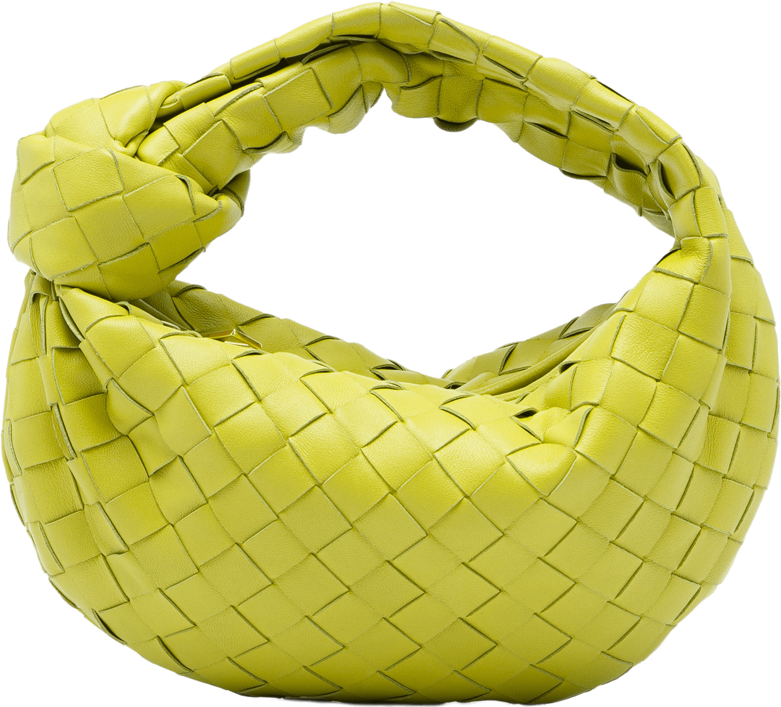 Bottega Veneta Mini Nappa Intrecciato Jodie, från Luxclusif, i färgen gul.