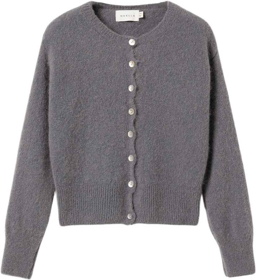N-anya Knit Cardigan - Dark Grey Mel., från Noella, i färgen dark grey mel..