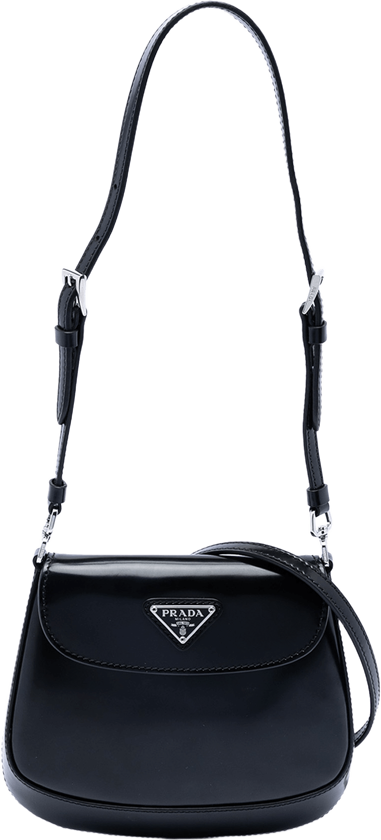 Prada Mini Brushed Leather Cleo Flap, från Luxclusif, i färgen black.