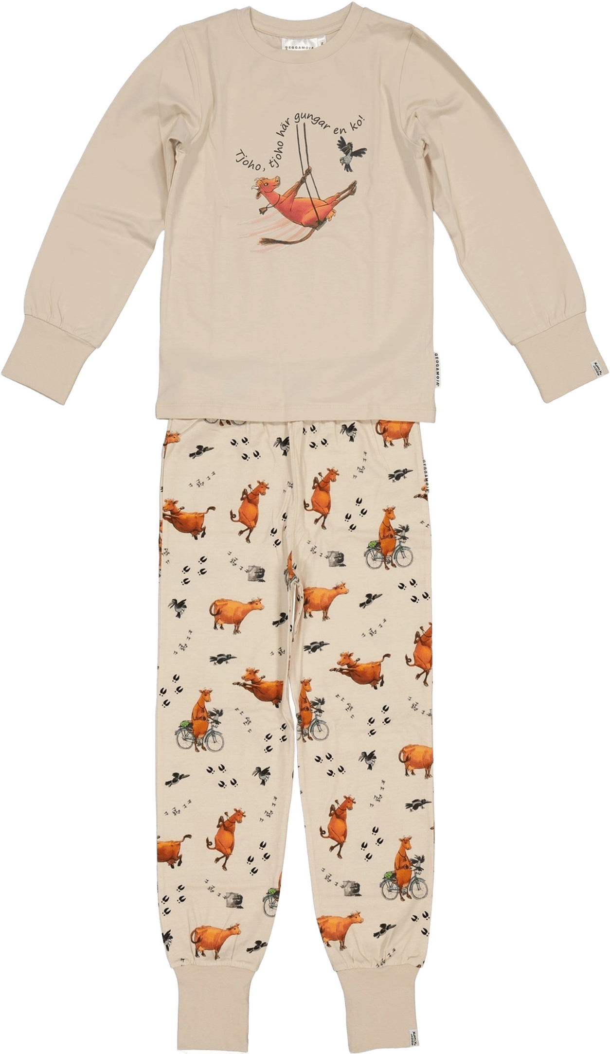 Tvådelad Pyjamas Mamma Mu Och Kråkan, från Geggamoja, i färgen beige.