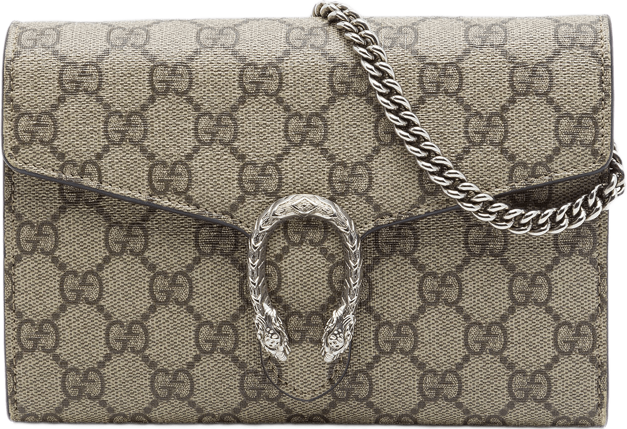 Gucci Gg Supreme Dionysus Wallet On Chain, från Luxclusif, i färgen beige.