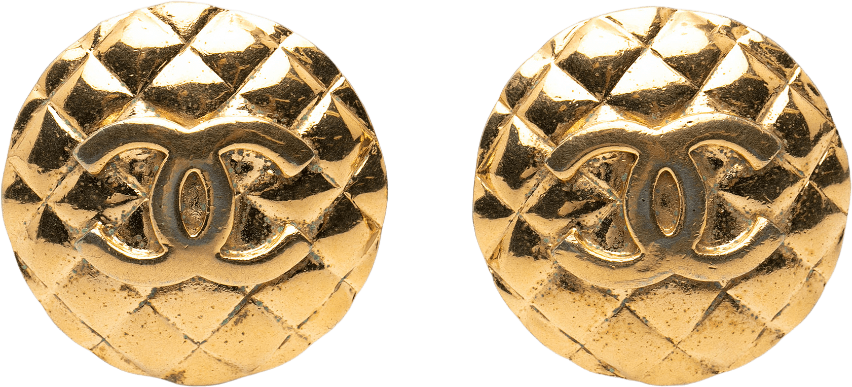 Chanel Cc Quilted Gold Plated Round Clip On Earrings, från Luxclusif, i färgen gold.