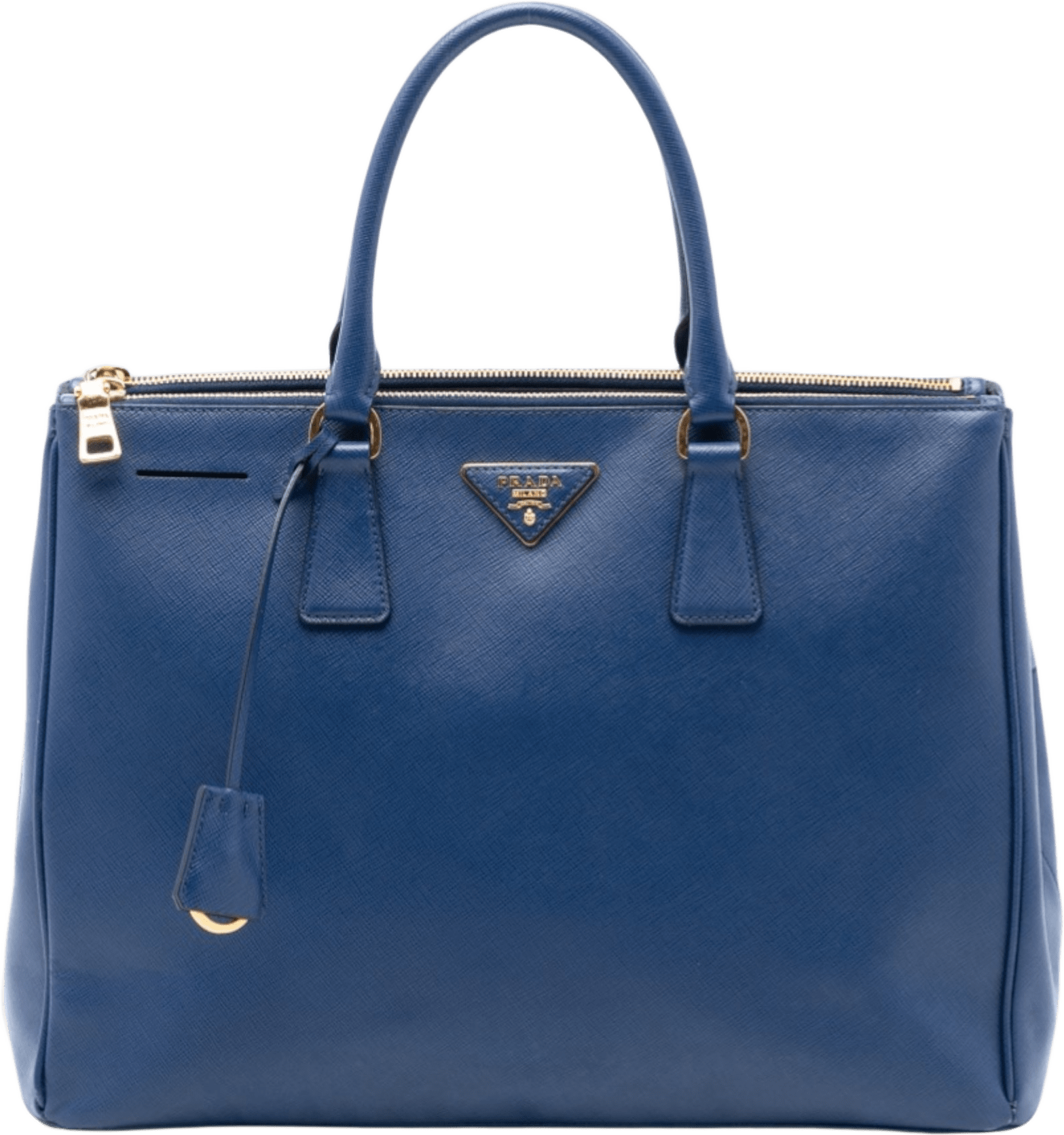 Prada Large Saffiano Lux Galleria Double Zip Tote, från Luxclusif, i färgen blue.
