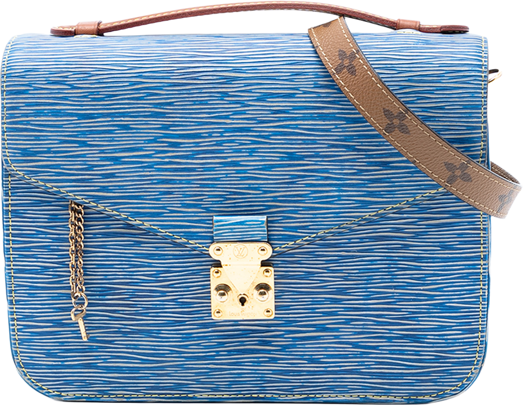 Louis Vuitton Epi Denim And Reverse Monogram Pochette Metis, från Luxclusif, i färgen blue.