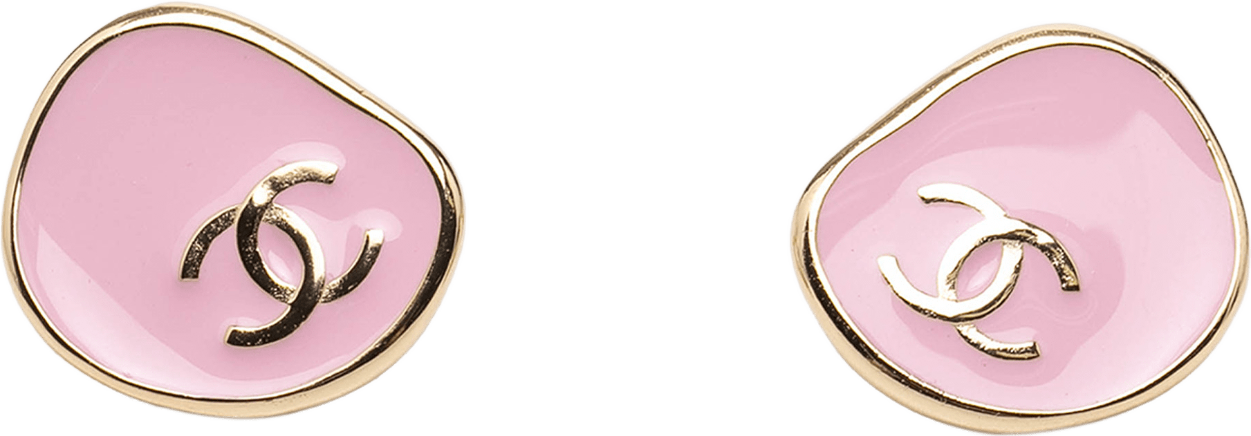 Chanel Cc Gold Plated Enamel Push Back Earrings, från Luxclusif, i färgen gold.