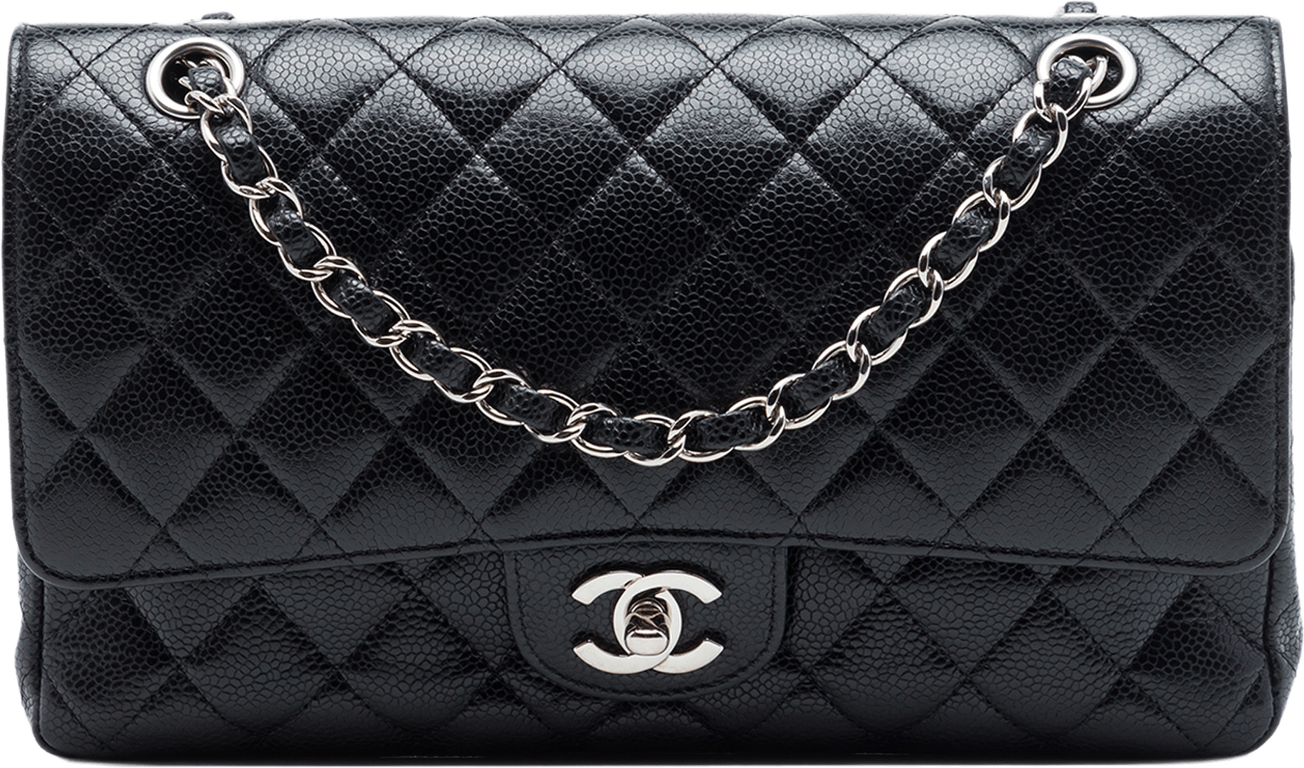 Chanel Medium Classic Caviar Double Flap, från Luxclusif, i färgen svart.