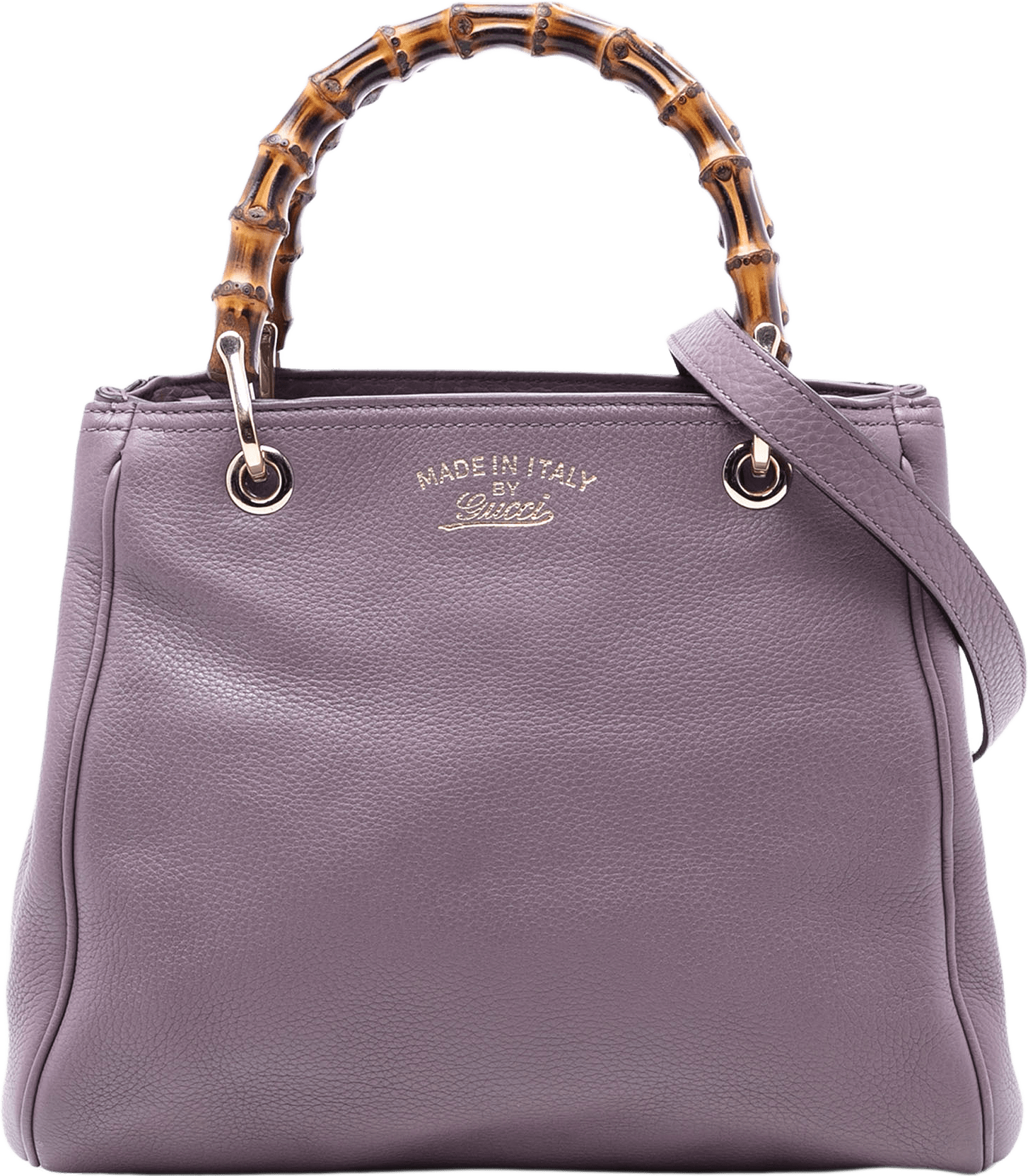Gucci Small Calfskin Bamboo Shopper Satchel, från Luxclusif, i färgen purple.