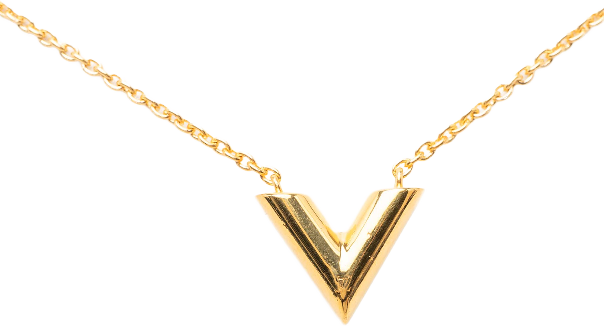 Louis Vuitton Gold Plated Essential V Necklace, från Luxclusif, i färgen guld.
