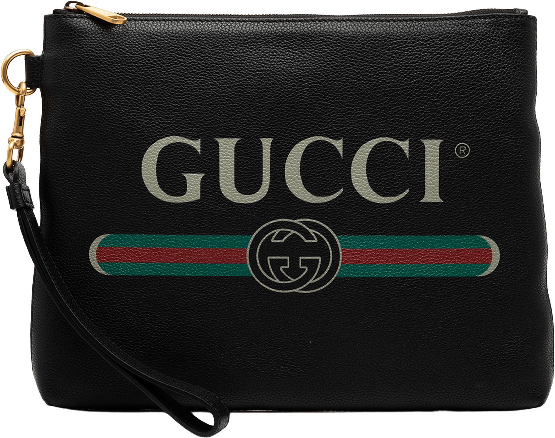 Gucci Leather Logo Clutch, från Luxclusif, i färgen black.