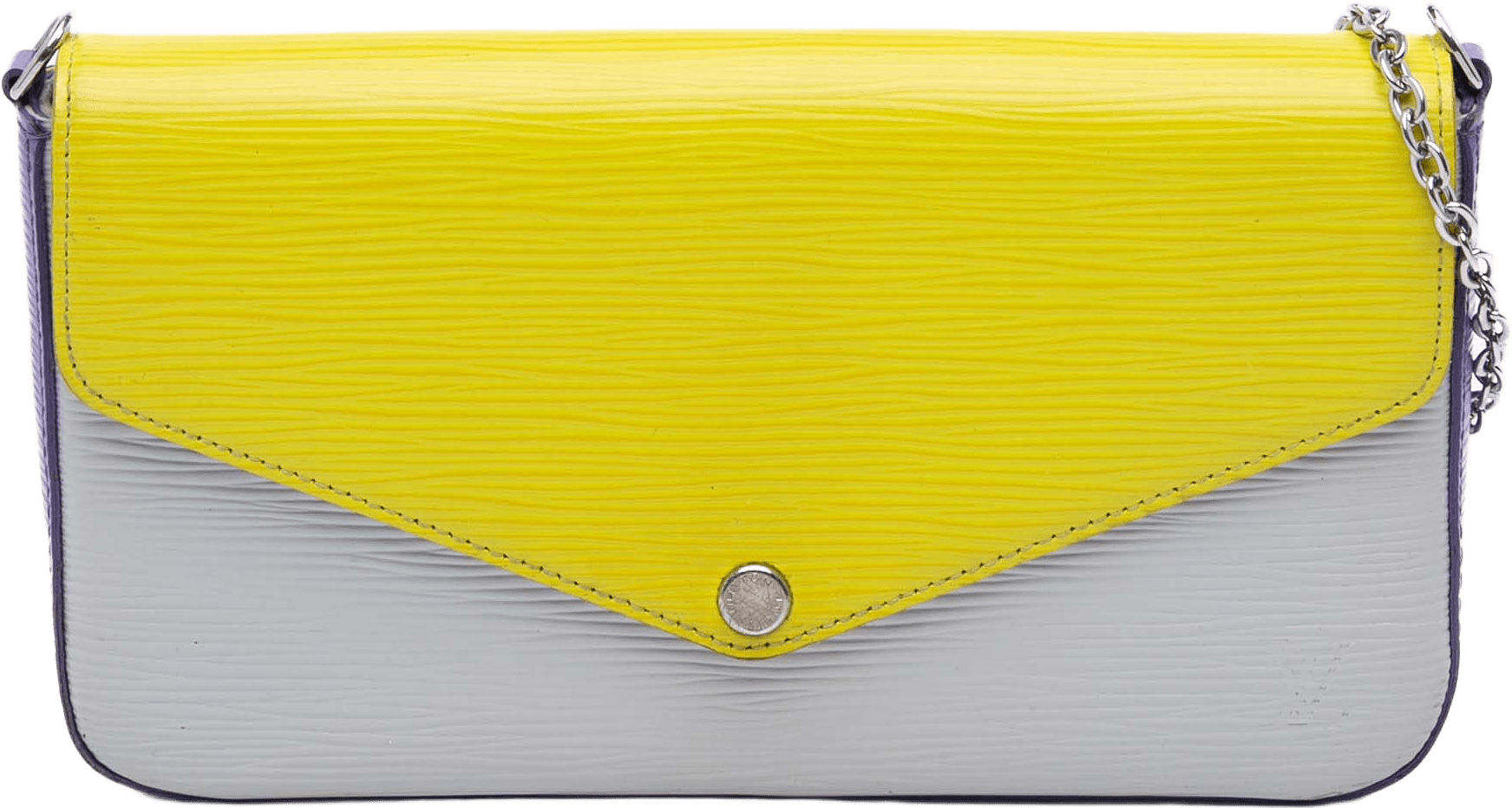 Louis Vuitton Epi Tricolor Pochette Felicie, från Luxclusif, i färgen yellow.