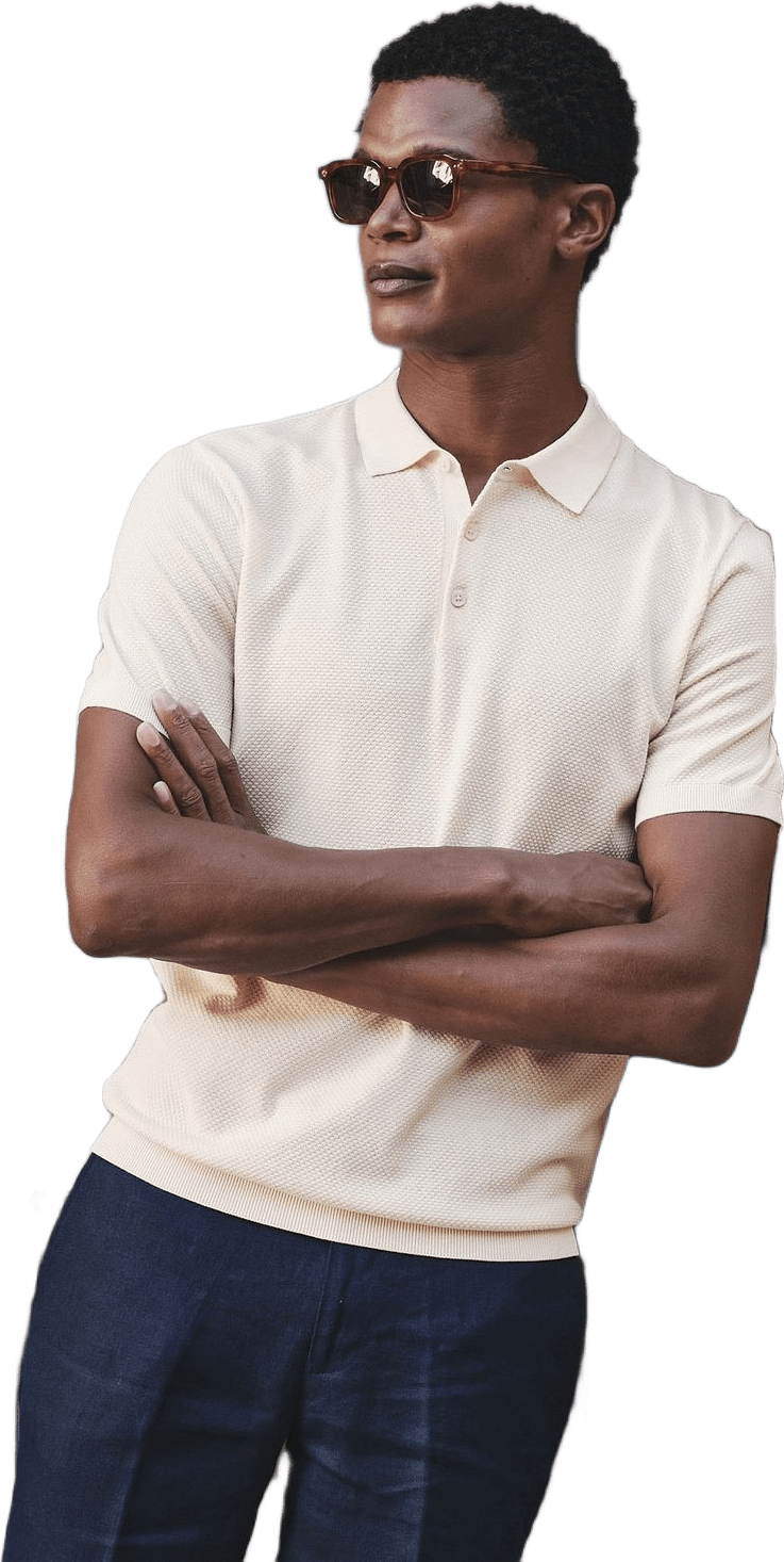 Cotton Texture Knitted Ss Polo Sweater (vincent)