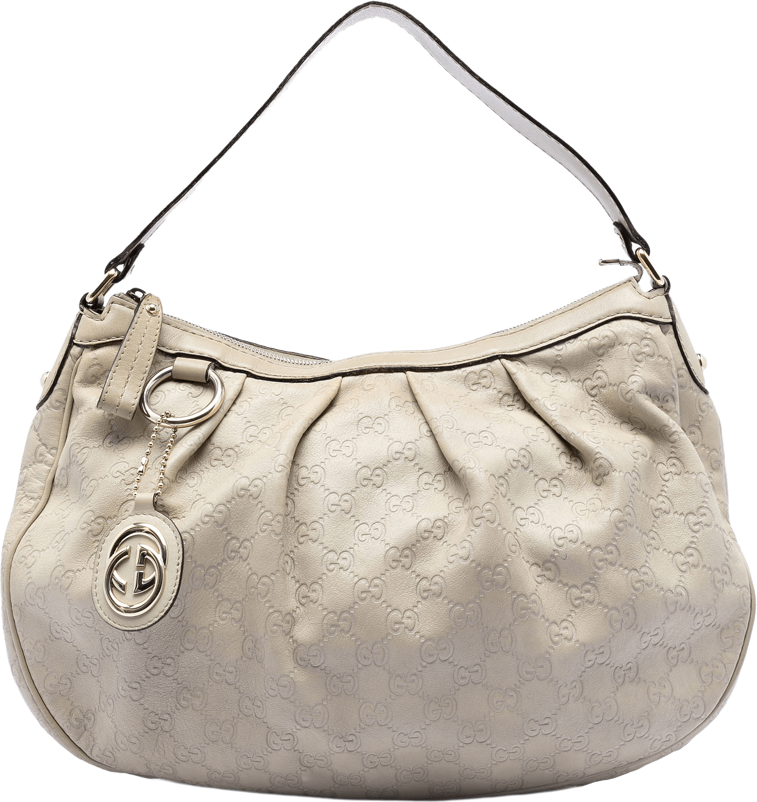 Gucci Guccissima Sukey Shoulder Bag, från Luxclusif, i färgen light beige.
