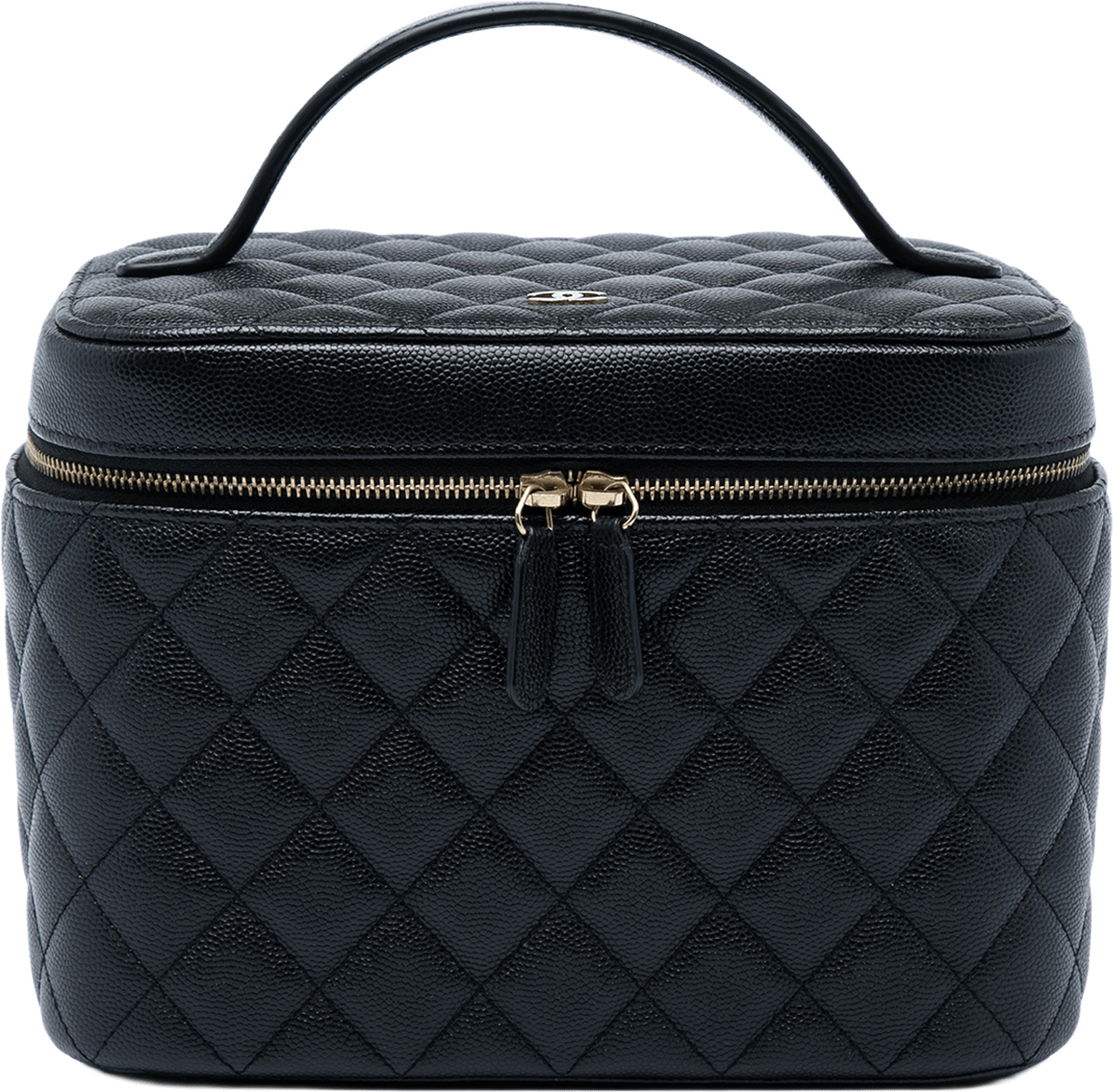 Chanel Cc Quilted Caviar Vanity Case, från Luxclusif, i färgen svart.
